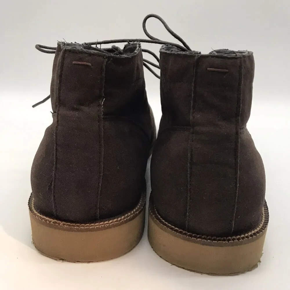 Guess Brown Faux Suede Leather Chukka Boots Men's 12 Lace Up Mid Top Ankle Shoes